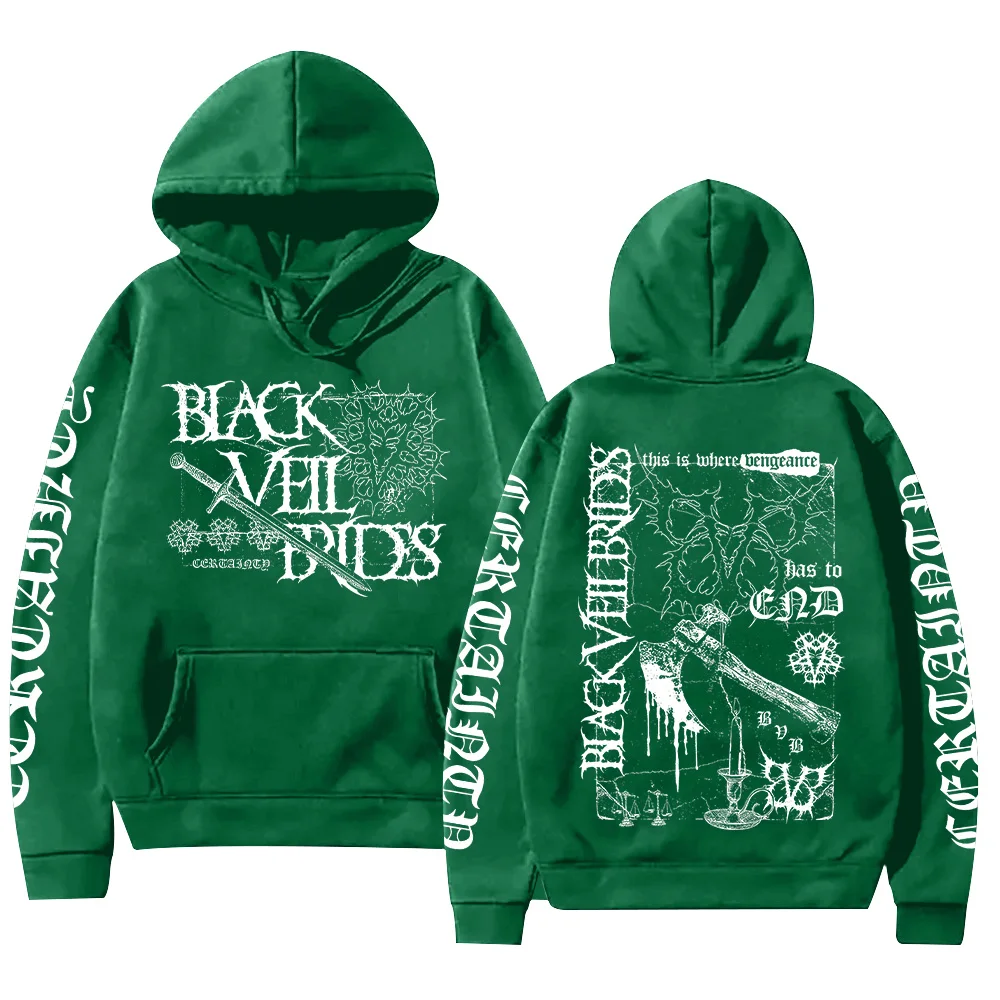 Certainty Hoodie Black Veil Brides Rockband Streetwear Mode Gothic Grafik-Print Sweatshirts Damen Herren Locker Lässiger Pullover – Detail 7