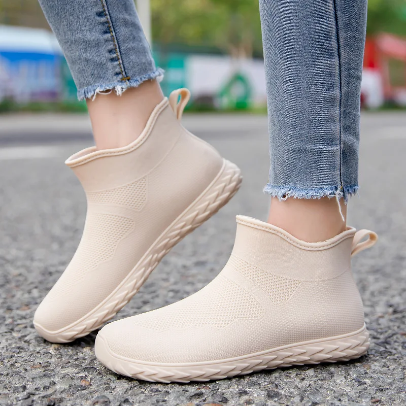 2023 Summer New Fashion Outdoor Women\'s PVC Waterproof Non-slip Rain Boots Short Tube Rain Boots Kitchen Work Rain Boots 36-41