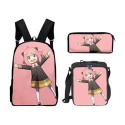 Trendy youth Anime Spy X Family Anya Forger 3D Print 3 pz/set borse da viaggio Laptop Daypack zaino Lunch Bag Pencil Case