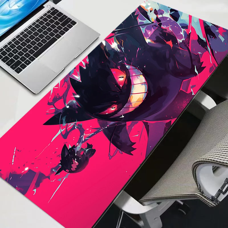 

90x40cm Mouse Pad Anime Carpe xxl Gamer Computer Mausepad Varmilo Keyboard Gaming P-Pokemon Gengar Accessories Extended Desk Mat