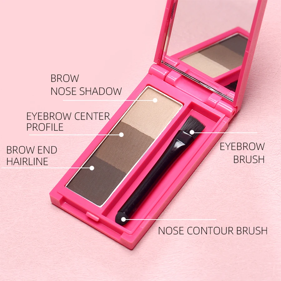 Waterdichte Professionele Wenkbrauw Poeder Zwart Bruin Koffie Blijvende Oogschaduw Eye Brow Palette met Borstel wenkbrauwpotlood Eye Brows