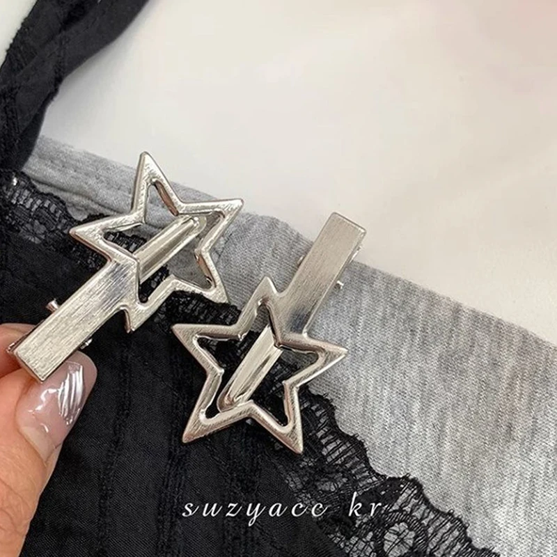 2pcs Hollow Metal Star Pentagram Hair Clip For Women Vintage Punk Sweet Cool Aesthetic Hairpin Hair Accessories