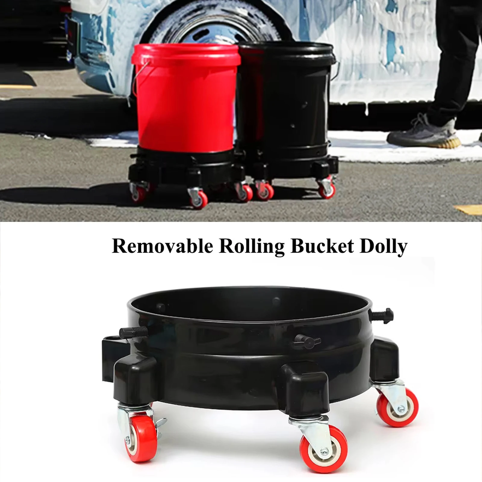 

Bucket Dolly With Wheels Bucket Cart Bucket Accessories Car Wash Bucket With Wheels Multifunctional Bucket Holder Car Wash