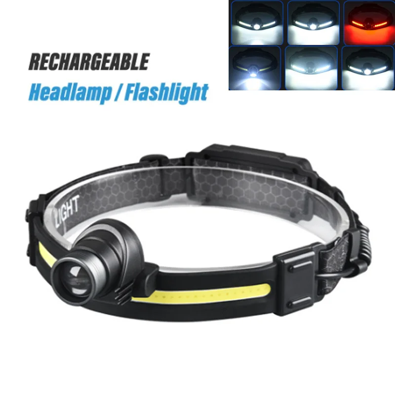 LED Headlamp Sensor Headlight With Built-in Battery Head Flashlight USB Rechargeable Work Light Head Lamp Super Bright Torch