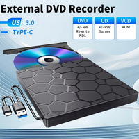External DVD RW Writer Reader Player Burner USB 3.0 Type C 2-port in 1 Slim VCD CD Optical Drive For Laptop PC Computer Notebook