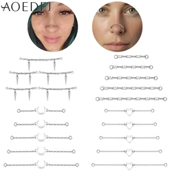 AOEDEJ 1 Piece Stainless Steel Nose Chain 32MM-50MM Bridge Piercing Sharp Cone Shape Tassel Dangle Nostril Piercings Accessories