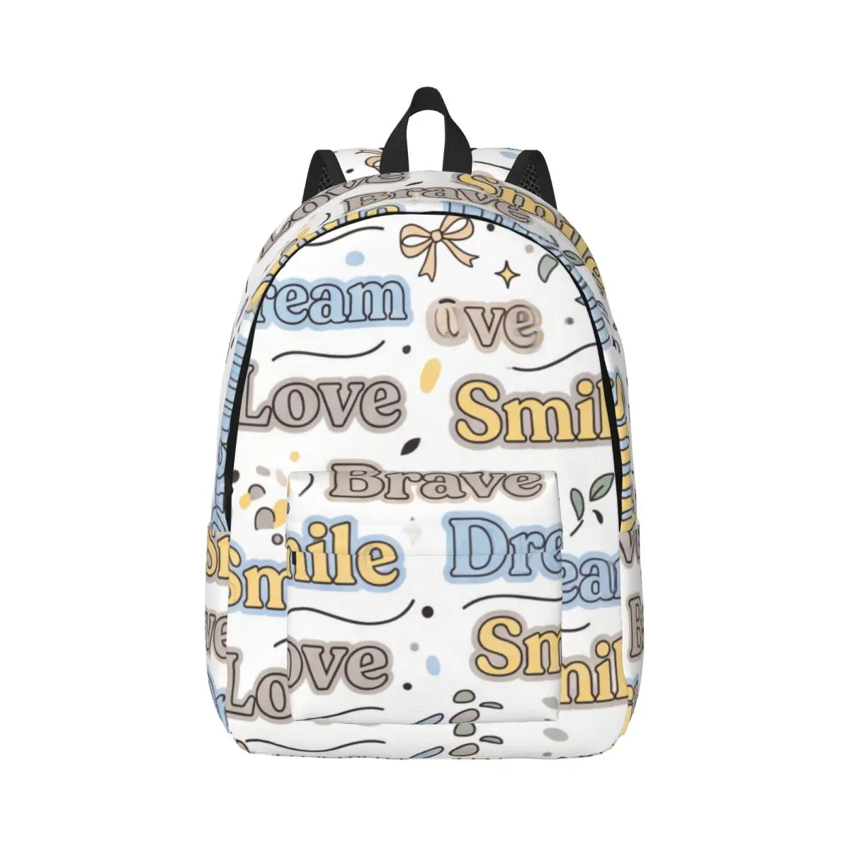 Back To School Backpack Allover Dream Smile Words Y2K Coquette Light Ground Printed Student Bag for Middle High School College
