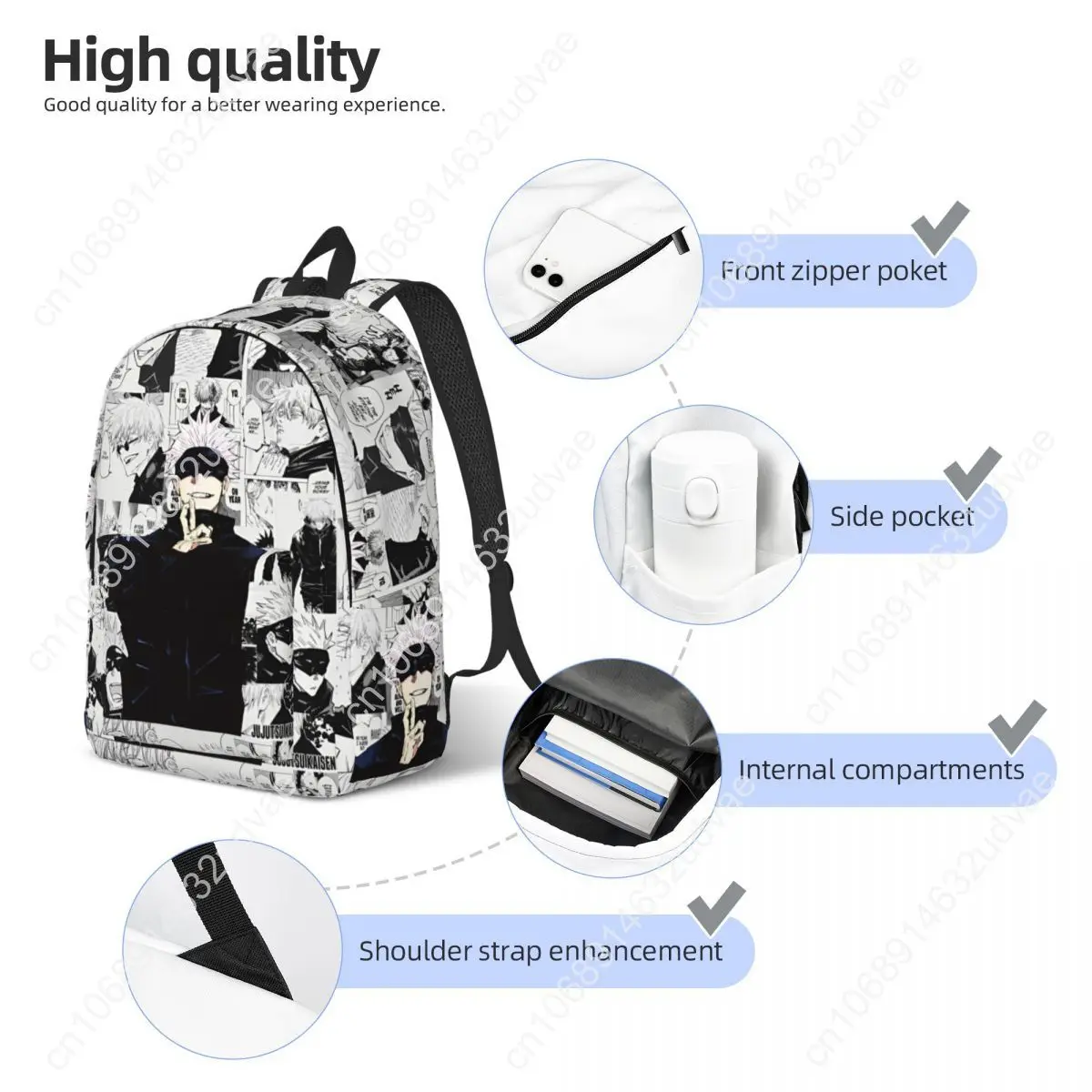 Anime Satoru Gojo Teenage Backpack Lightweight High School Work Handsome Japanese Daypack for Men Women College Shoulder Bag