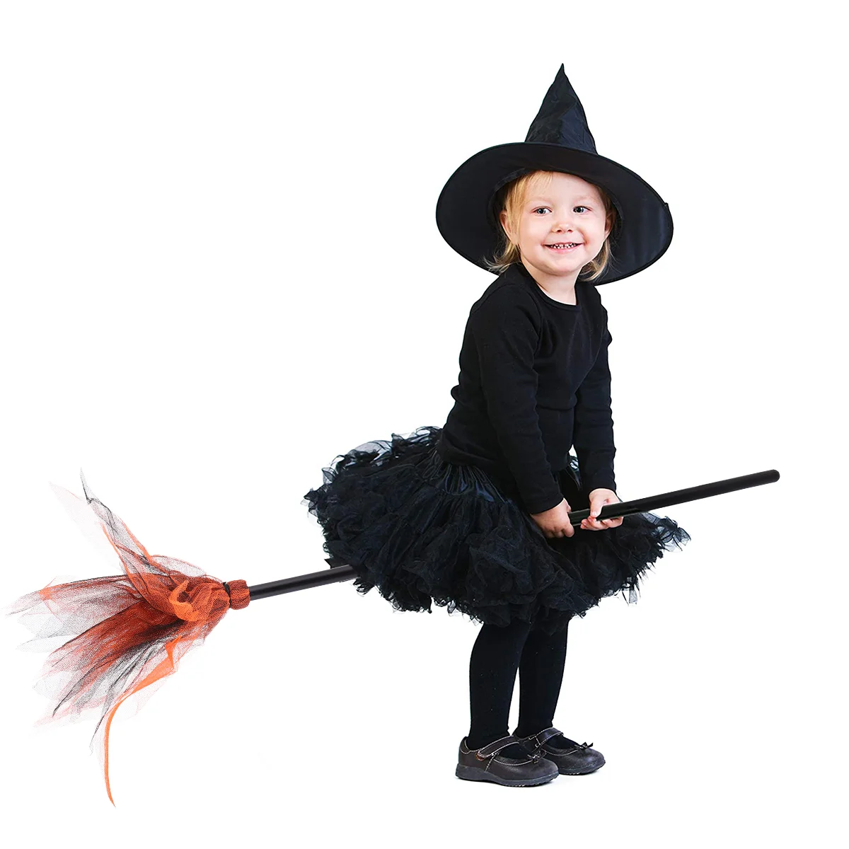 Halloween Broom Prop Mesh Witch Costume Wizard Supplies Ornament Wedding Ceremony Decorations