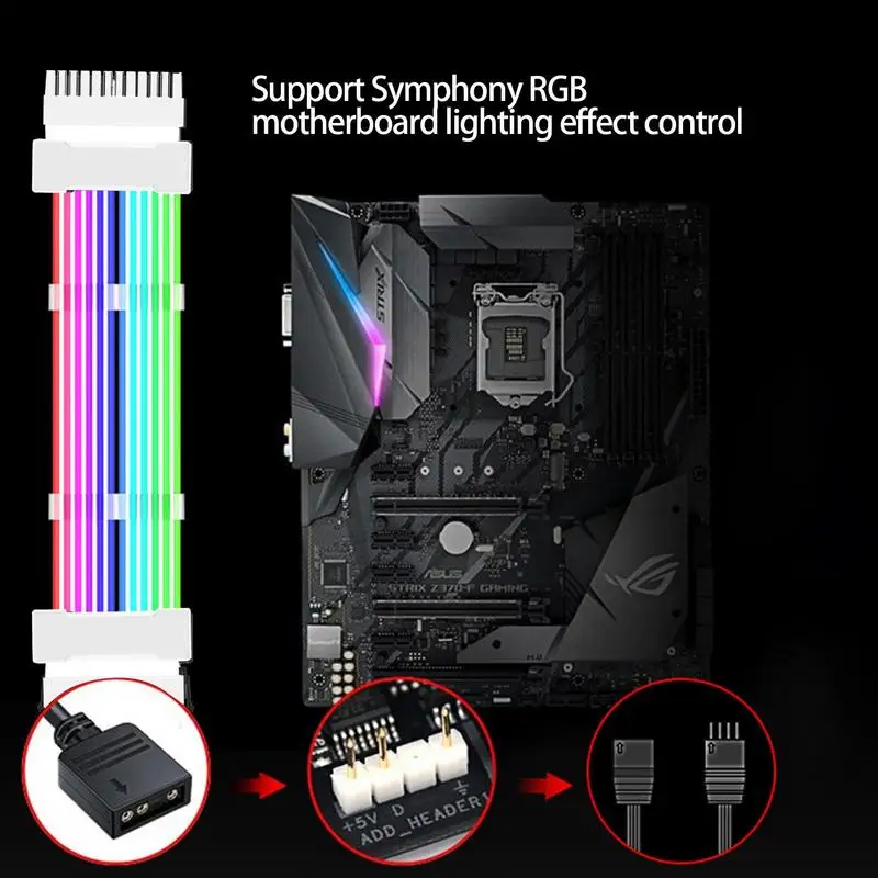 ARGB PSU Power Supply Extension Cable 24 Pin Motherboard Extension Cable graphics card 8-Pin RGB glow extension cable