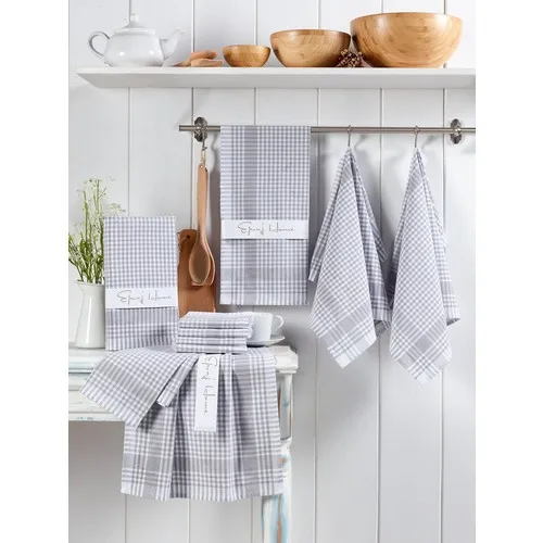 Eponj Home 10'lu Drying and Kitchen Napkins 45x65 cm Gingham Gray