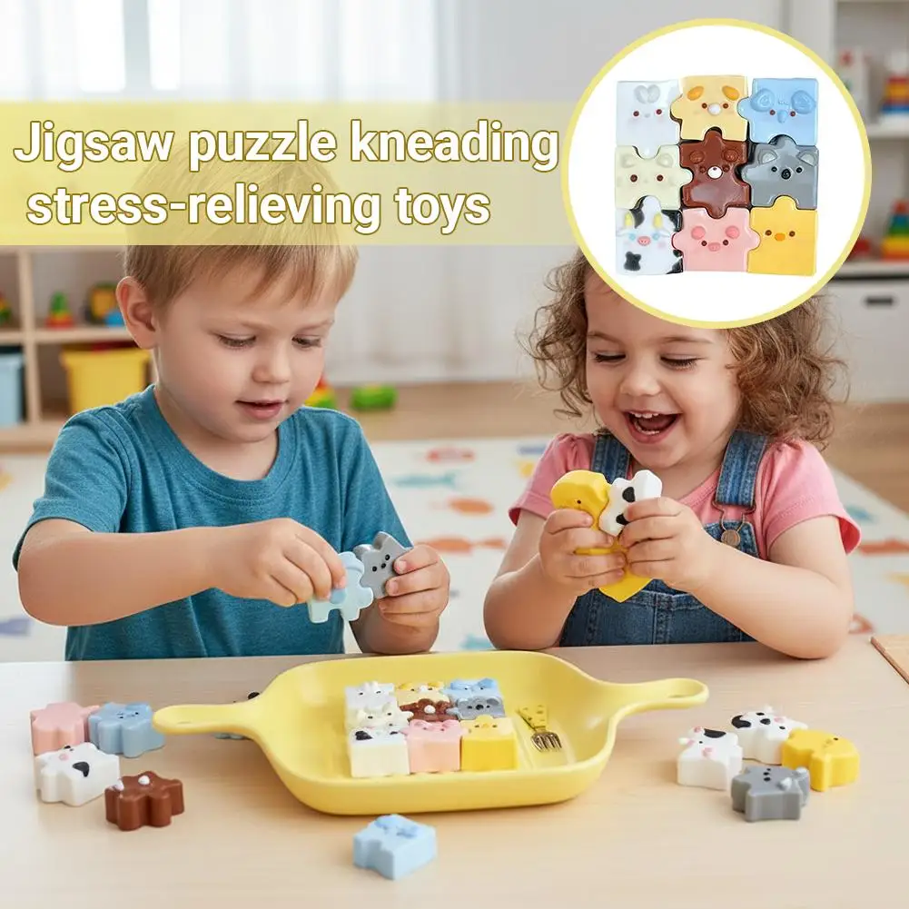 Novo Conjunto de Quebra-Cabeças de Silicone 9 Peças: Brinquedo Anti-Estresse de Comida de Animais de Estimação Fofos para Crianças, Lançamento 2026
