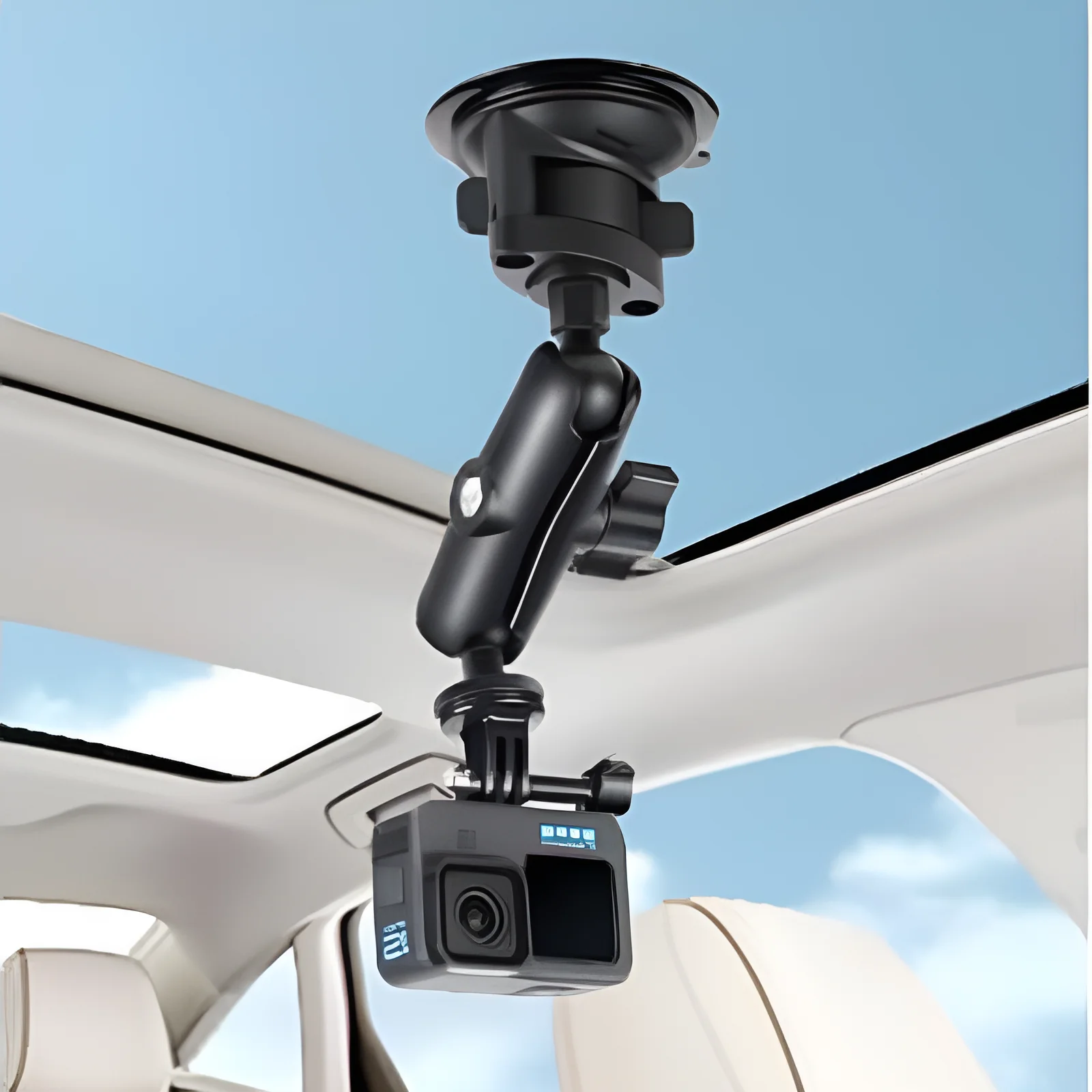 Car Window Camera Suction Cup Support Mount for Action Camera Gopro Insta360 with Magic Arm Socket for Video Recording Filming