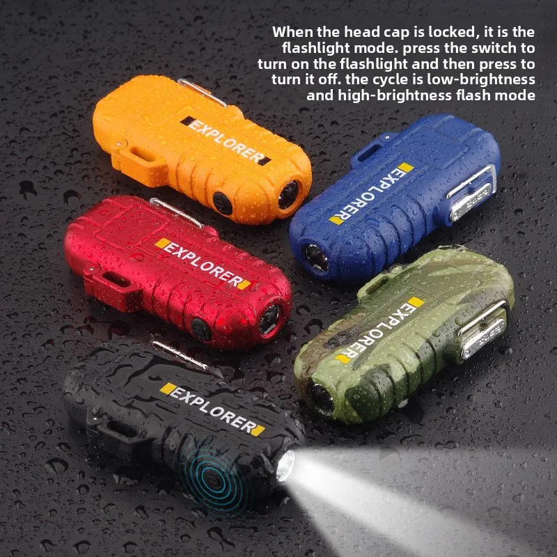 

Waterproof Windproof Silent Lighter with Flashlight Outdoor Portable Cigarette Accessories Wholesale