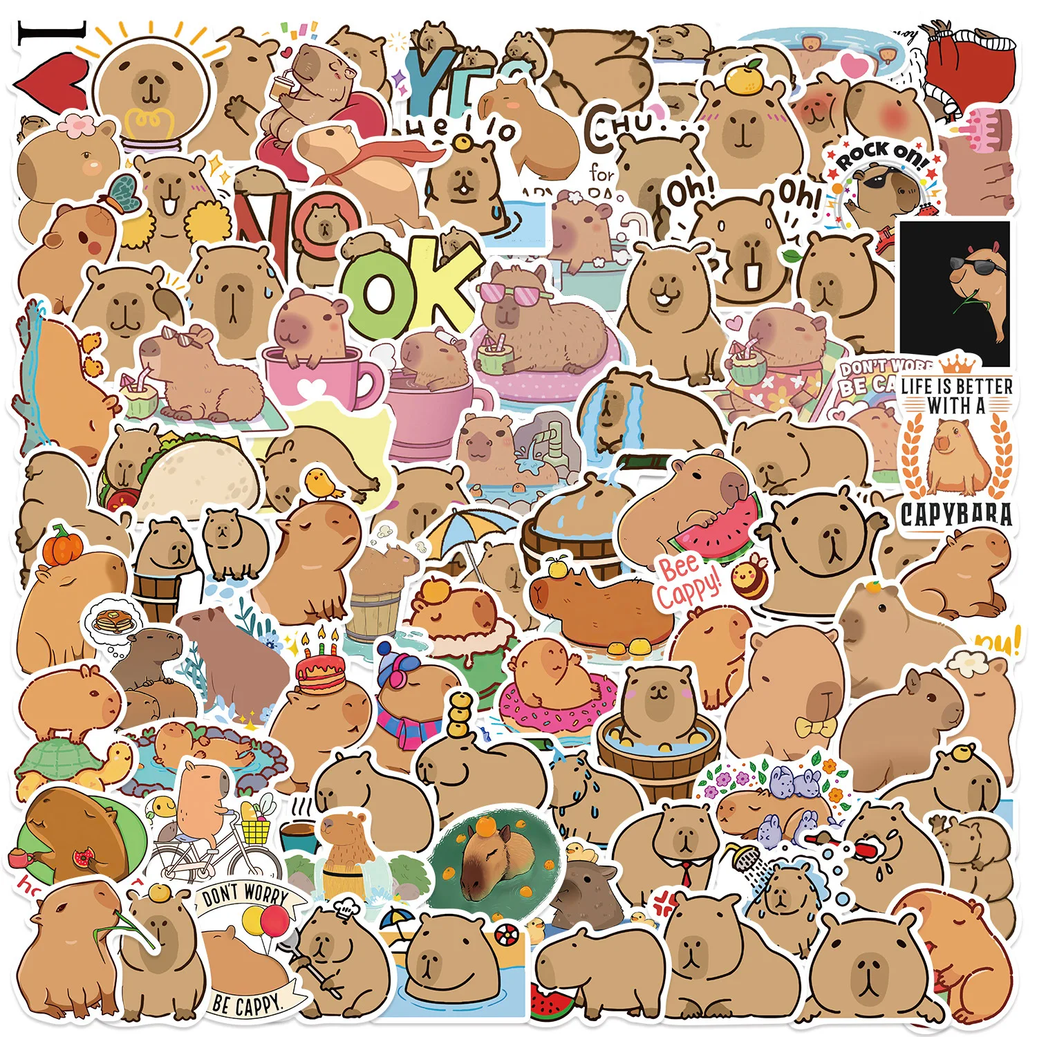 50/100PCS Nette Capybara Tiere Cartoon Graffiti Aufkleber Telefon Gitarre Laptop Notebook Koffer Tasse Wasserdichte Aufkleber Kinder Spielzeug