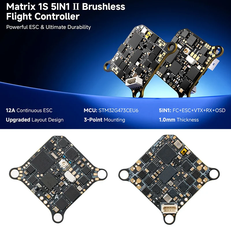 BETAFPV Matrix 1S Brushless 5in1 II AIO Flight Controller  12A ESC for Air65 II/ Air75 II/ Meteor65 Pro/ Meteor75 Pro Quadcopter