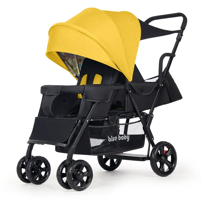 The size of the twin stroller removable the front and rear seats are light and folded and it is convenient to sit and lie down