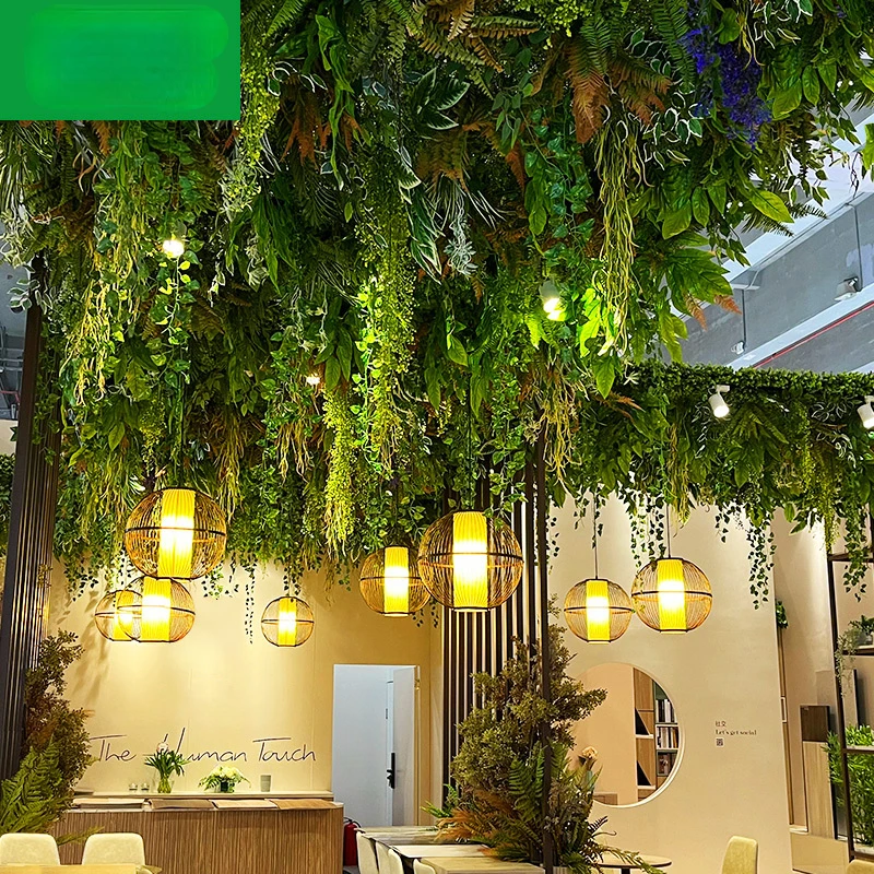 Simulation of green plant ceiling ceiling indoor soft landscaping rattan green leaves online celebrity top plastic fake