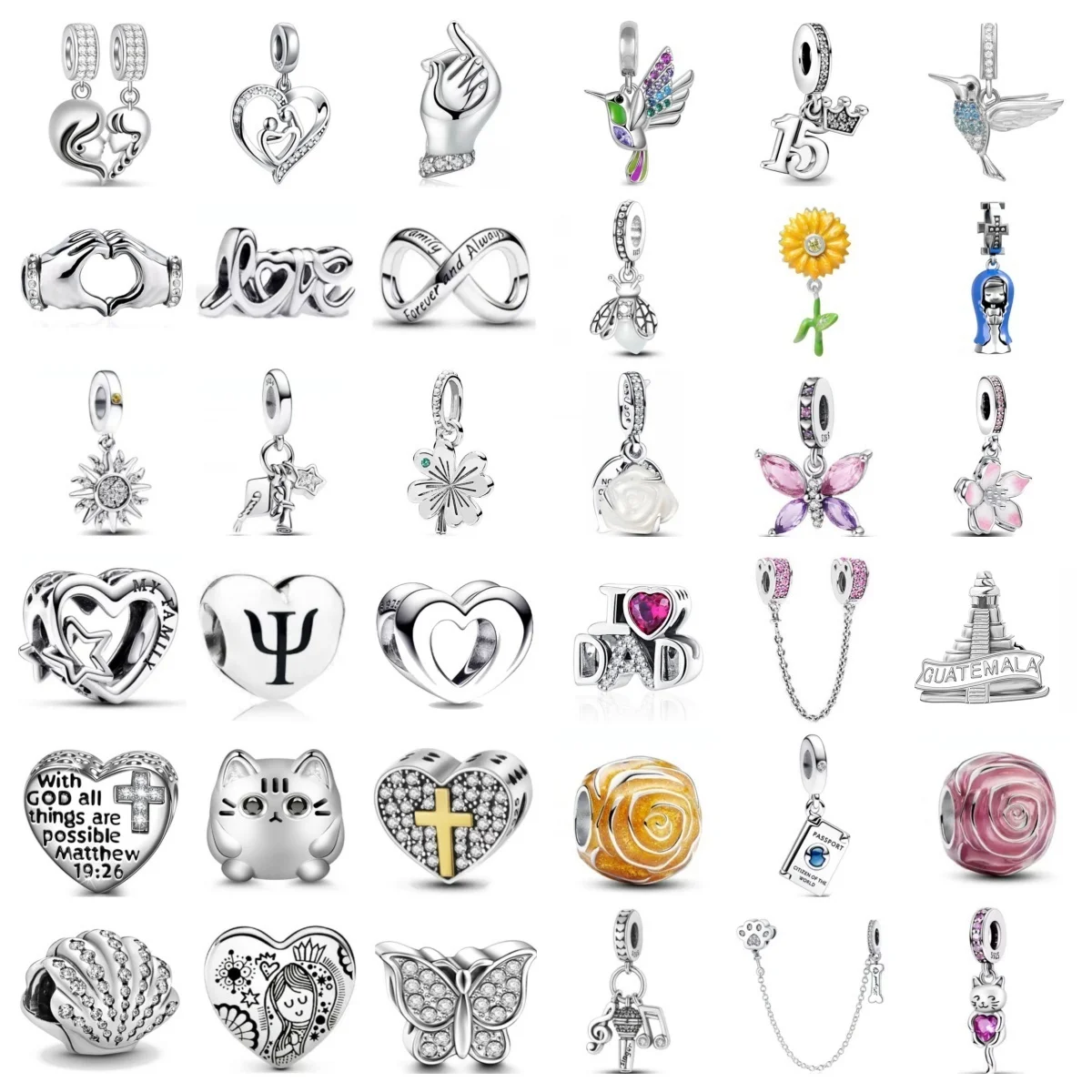 

Новый оригинальный серебро 925 пробы, сердце, сердце, птица, бабочка, бусины, цветочные подвески, подходят для браслета, ожерелья, женские ювелирные изделия своими руками