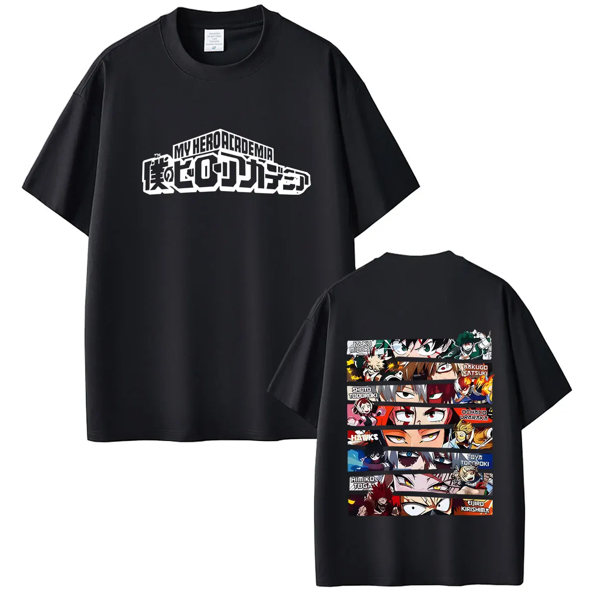 Bestseller Anime My Hero Academia Midoriya Izuku Shoto Todoroki Bakugou Katsuki Augen-Print T-Shirt für Männer und Frauen Lässiges Vintage T-Shirt – Detail 2