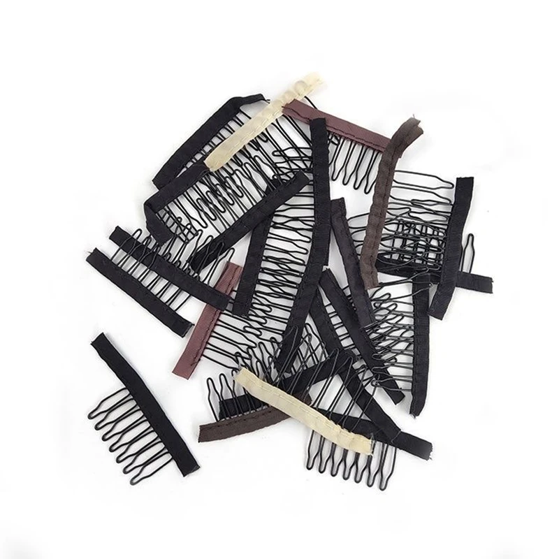 

Wholesale 3/4/5/6/7 Teeth Metal Wig Combs Clips Hair Tool Supplier Black Metal Hair Extension Wig Clip for Making Wig Caps