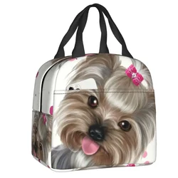 Yorkshire Terrier borsa per il pranzo isolata per cani per le donne impermeabile Puppy Yorkie Thermal Cooler Lunch Tote Office Work School