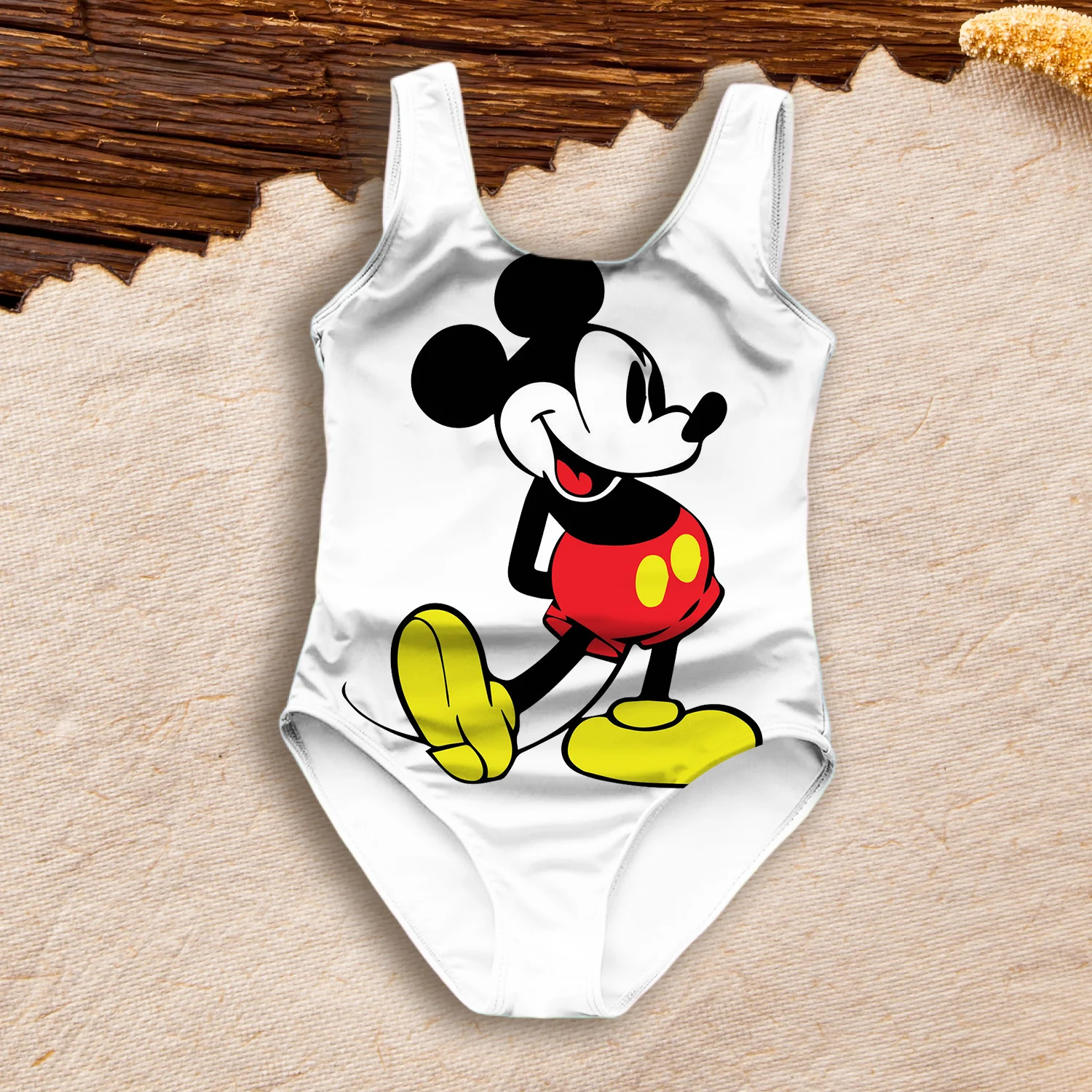 Disney Mickey Mouse And Minnie Cartoon Illustration 3D Printing Summer Swimsuit Cute Style Girls Beach Trip Clothes