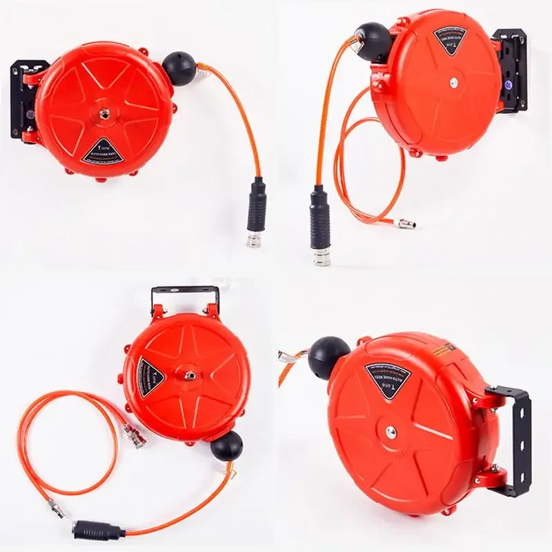 Compressor Hose Reel Retractable 10m Automatic Rewind Tool Commercial Reel With Swivel Bracket Quick Coupler Air Compressor