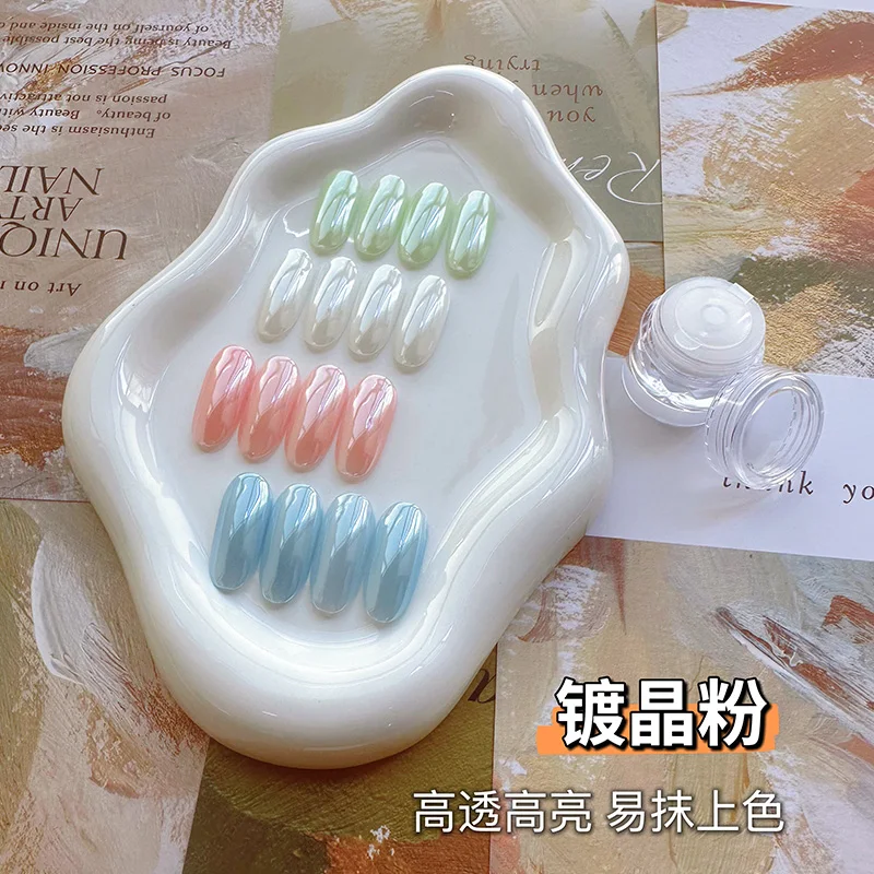 

YZ Белый хромированный порошок для ногтей Супер глянцевый прозрачный зеркальный эффект Гладкий жемчужный блестящий пигмент Белый лед Прозрачный порошок лунного света