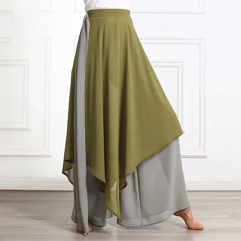Immagine 5: Pantaloni a gamba larga da donna Eleganti culottes in chiffon Abiti per la pratica della danza classica Danza moderna cinese Pantaloni da ballo bloccanti per adulti