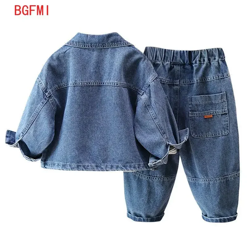 Children\'s Spring Clothing Set 2024 New Cool and Handsome Boys Fashionable Blue Denim Coat Baby Spring Autumn 2pcs Set Outfits