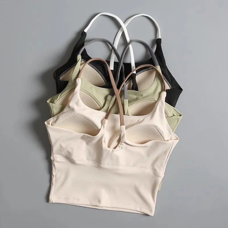 Professional Yoga Camisole Fixed Chest Mat Sports Underwear Women's Shockproof Breathable Beauty Vest Bra Running Top Gym Bra