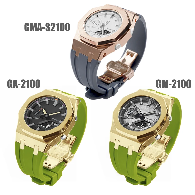 

Gen5 GA-2100 GMAS-2110 GM-2100 Metal Case Mod Kit For Casioak Watch Stainless Steel Bezel And Rubber Strap Band With Refit Tools