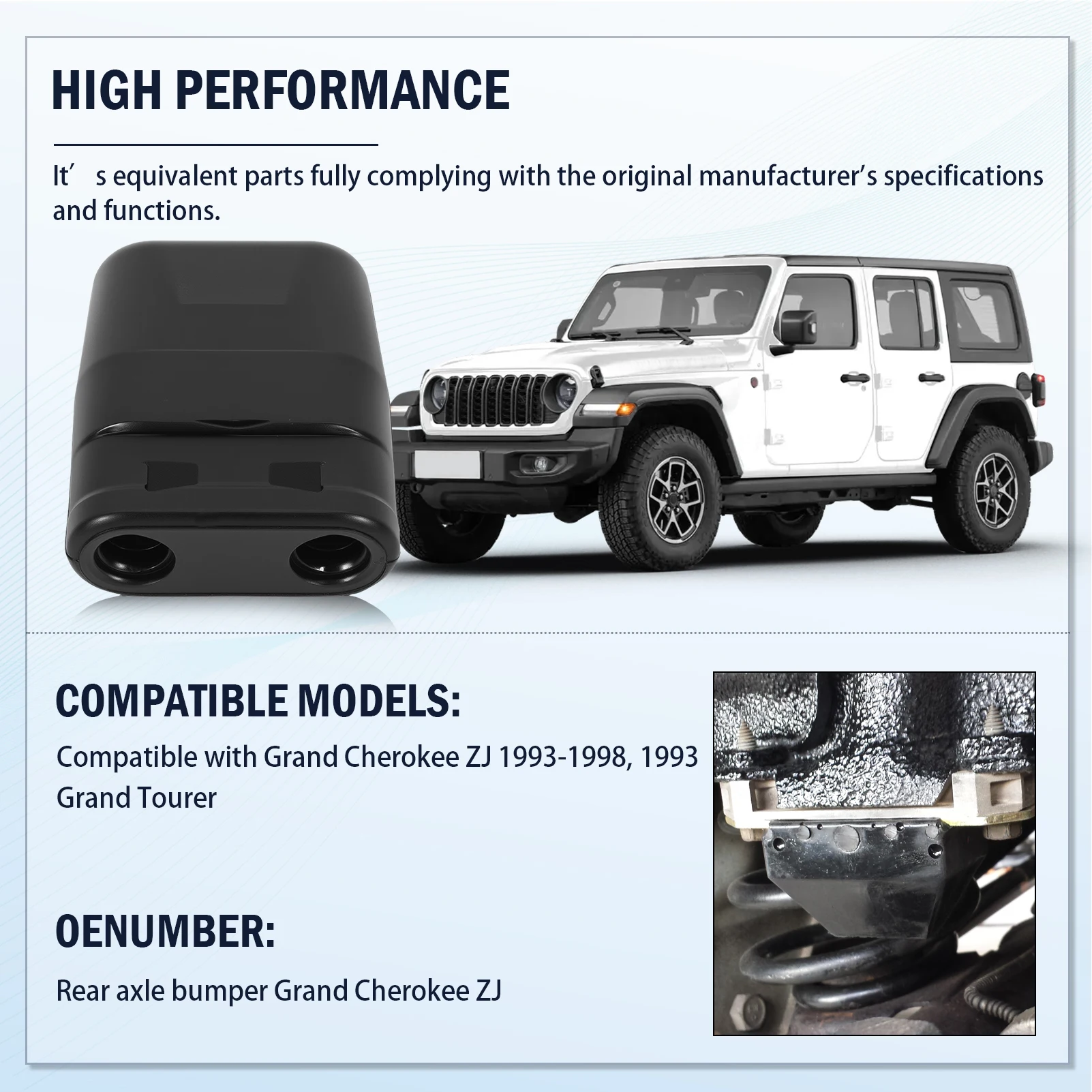 1 Par ​ Topes de Suspensión Traseros de 4 Pulgadas ZJ, Amortiguadores de Eje KU09022B para Jeep Grand Cherokee ZJ 1993-1998, para Grand Wagoneer 1993 KU09022B