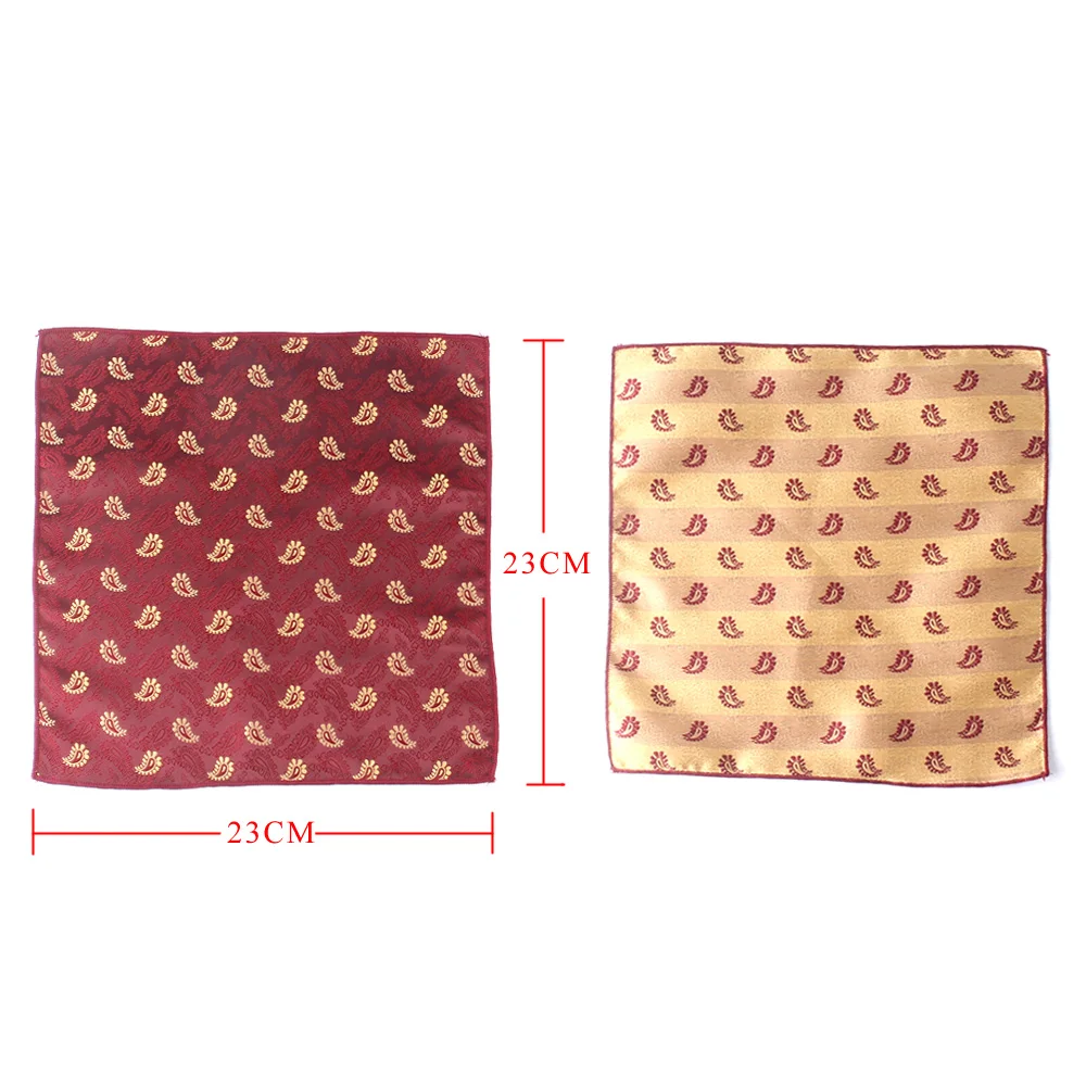 Wine Pocket Square For Men Paisley Chest Towel Wedding Kerchief Gentlemen Hankies Men's Handkerchief Striped Pocket Towel