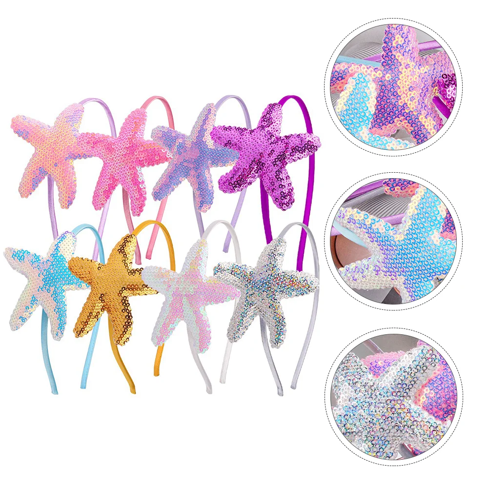 

8 Pcs Headband Party Headdress for Little Girl Children Hair Marine Animal Seastar Hoop Plastic Creative Hairbands