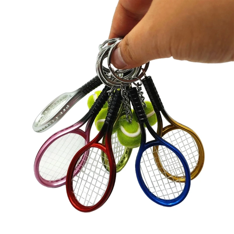 Key Holder Tennis Keychain Tennis Bat and Tennis Ball Pendant