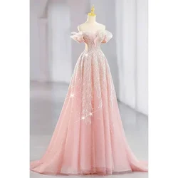 2024 Women Fashion Sequin Party Evening Dress Sexy V-neck Big Swing Wedding Bridesmaid Long Dresses Banquet Prom Vestido Clothes