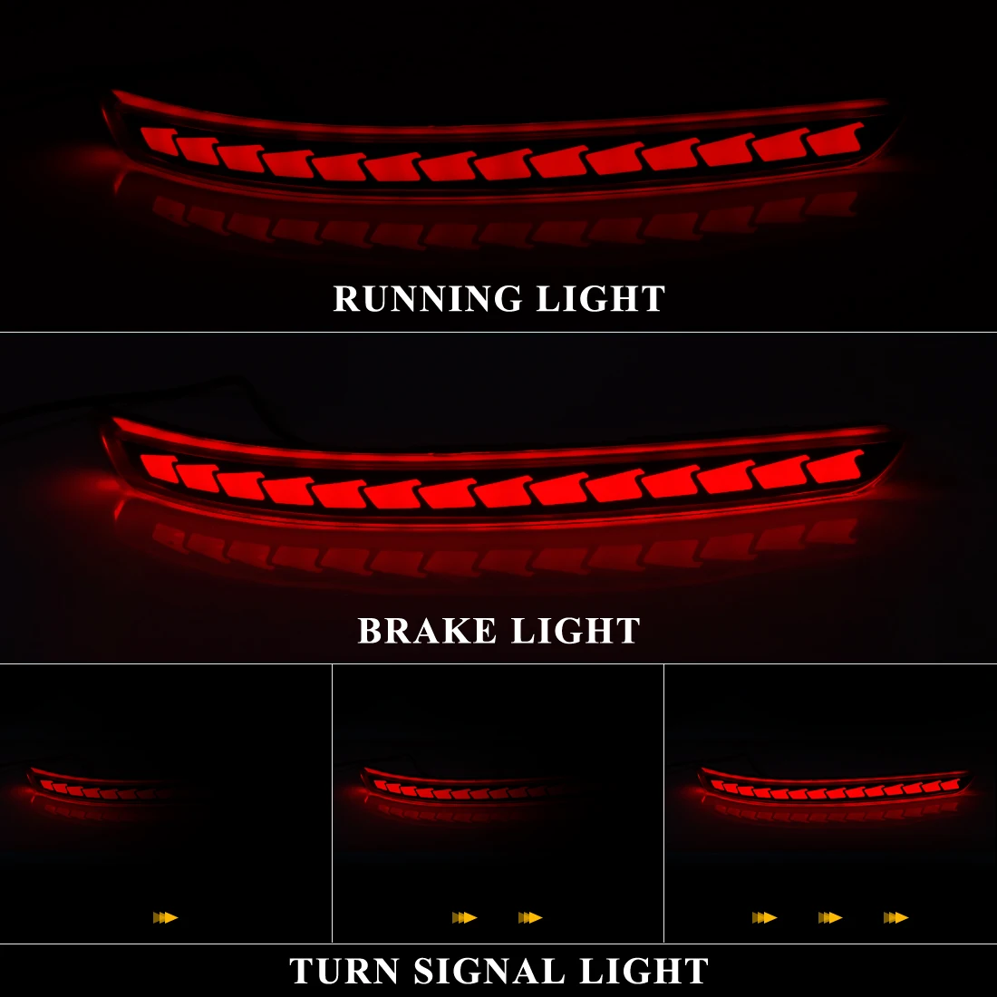 LED Rear Bumper Reflector Lights For Kia PEGAS 2016 2017 2018 2019 2020 2021 2022 Running Brake Dynamic Turn Signal Lamps 12V