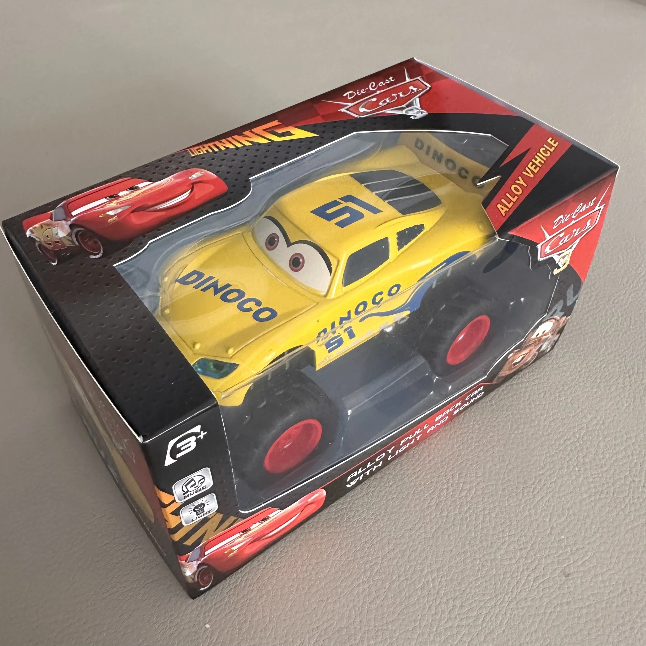 Disney Pixar Cars New Arrival Pull-Back Car with Sound & Light, Lightning McQueen & Cruz Ramirez Black Storm, High-Leg Vehicle