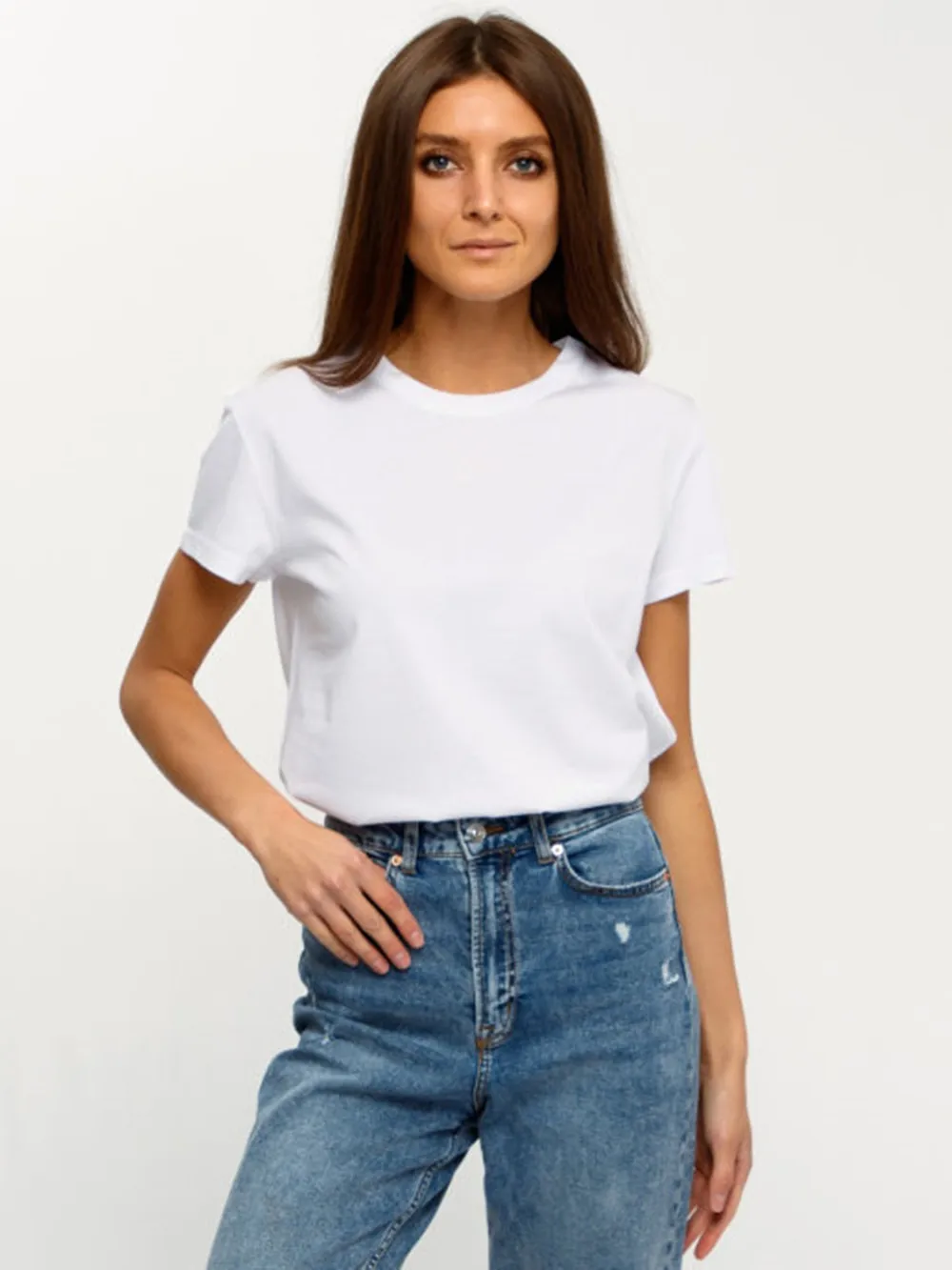 

Бутиковая летняя хлопковая футболка, женская повседневная одежда, топы, футболка, модная белая уличная одежда, элегантная женская футболка с круглым вырезом