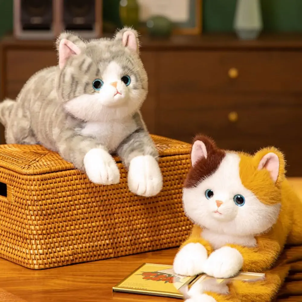 Stuffed Animal Cuddly Kitten Lying Prone Lovely Imitation Lying Cat Soft Texture Cute Simulation Stuffed Cat Children Play