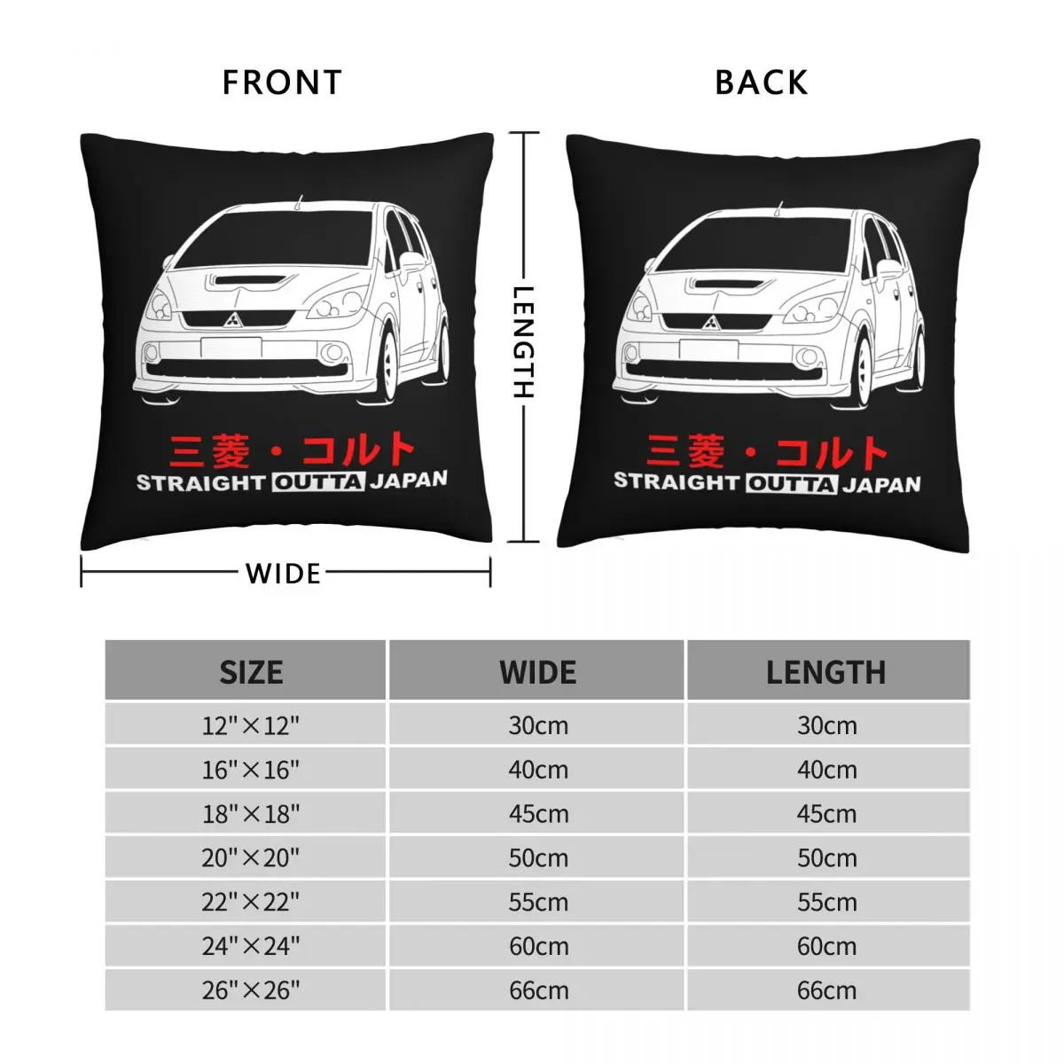 Square Mitsubishi Colt Ralliart Version-R Z27Ag Throw Pillow Cover Pillowcase Washable Decorative Cushion Cover