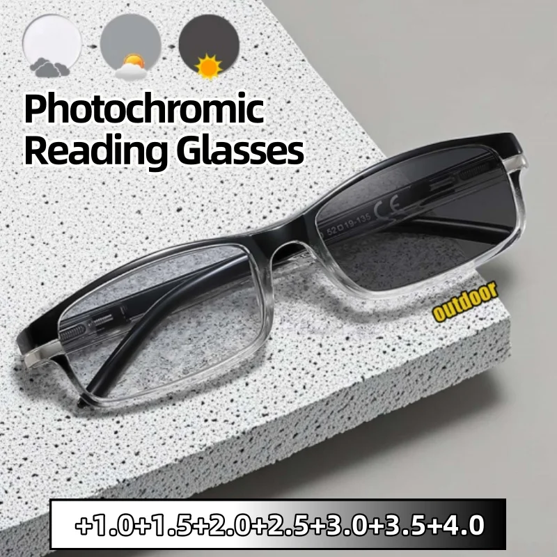 

Fashionable Individual Photochromic Reading Glasses Gradient Full Frame Blue Light Blocking Eye Protection Presbyopia Eyeglasses