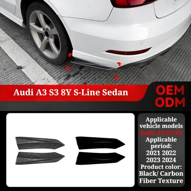 

For 2021-2024 Audi A3 S3 8Y S-Line Sedan Rear Bumper Side Splitter Diffuser Lip Spoiler Exterior Styling Kit Modification Parts