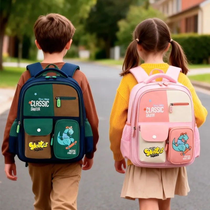 

Крутой детский рюкзак с динозавром для учащихся начальной школы 1-6 классов, легкая нейлоновая школьная сумка, прочная сумка для книг для мальчиков и девочек, подарок