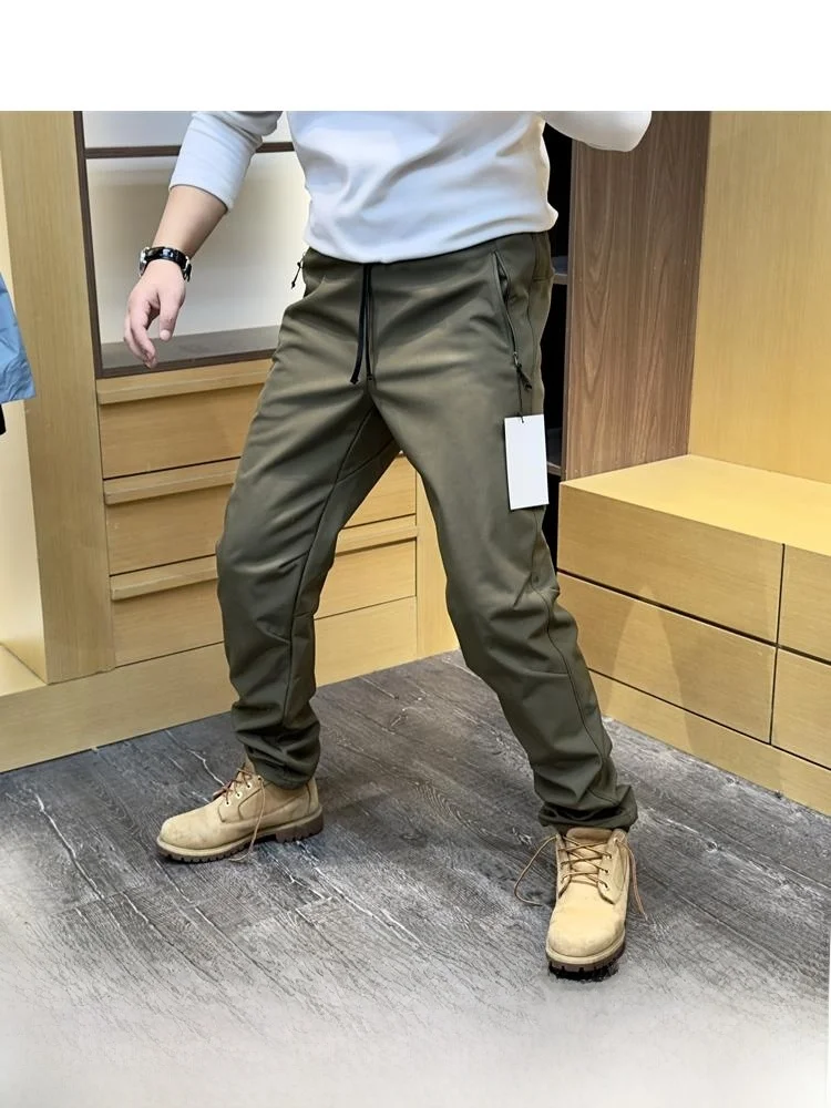 

Outdoor Casual Pants Thiened Fce Elastic Waist Straight Leg Long Trousers Men's Winter Warm Comfortable Youth Sle
