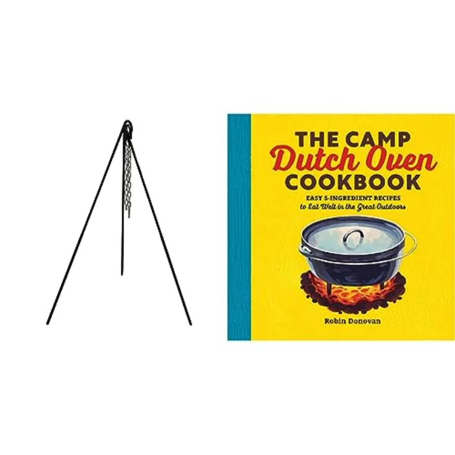 

Heavy-Duty Steel Cooking Tripod 15997 and The Camp Dutch Oven Cookbook: Easy 5-Ingredient Recipes to Eat Well in The Great Outd