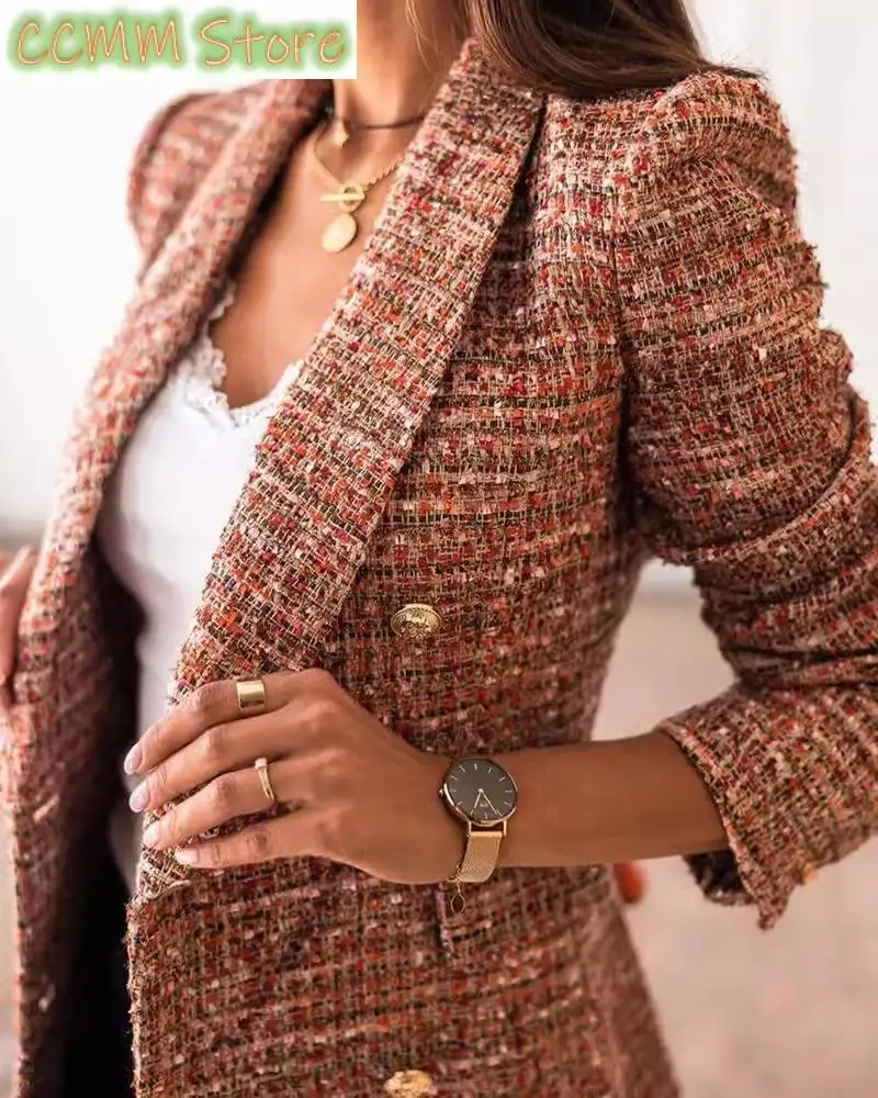 Women Blazer for Office High Quality Women Suit Tops Colorful Washable Casual Slim Women Blazer Double-breasted Overcoat