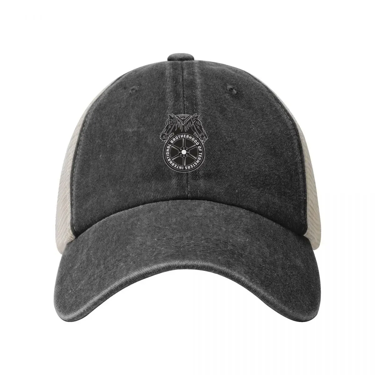 Minimalist Black & white Classy Teamsters gifts design for Union workers Cowboy Mesh Baseball Cap New In The Hat For Men Women's